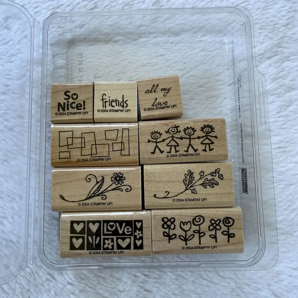 Stampin Up Smorgasborders Wood Mount Set Of 9 2004
